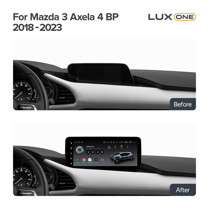 Магнитола для Mazda 3 BP 2019-2023 (ШГУ без монитора) - Teyes LUX ONE ROUND монитор 12.3", Android 10, Быстрая, CarPlay, 4G SIM-слот