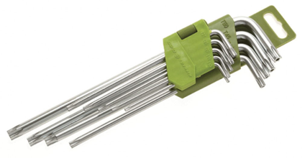 Набор ключей TORX 9 шт с отверстием длинных (Т10,Т15,Т20,Т25,Т27,Т30,Т40,Т45,Т50) "ДТ"