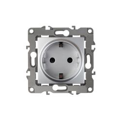 Розетка ЭРА Серия 12 12-2001-03 с заземлением 2P+E Schuko 16A-250В IP20 без м.лапок алюминий | Эра 12