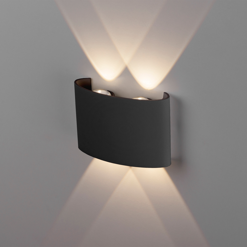 Уличный настенный светодиодный светильник Twinky double чёрный 1555 TECHNO LED