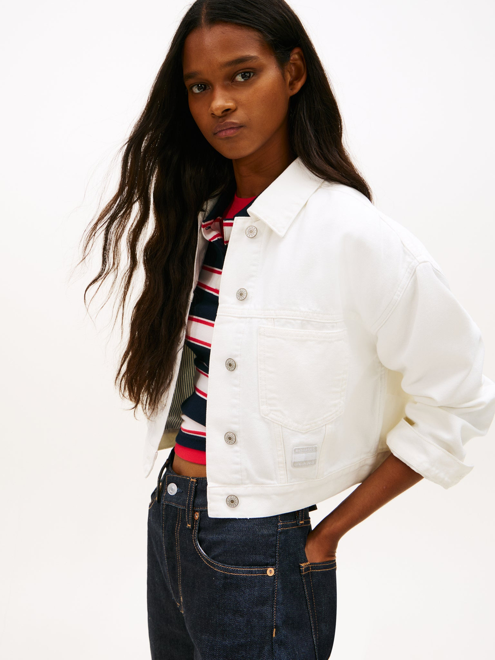Куртка джинсовая женская TOMMY JEANS OVSZ CROP TRCKR JCKT