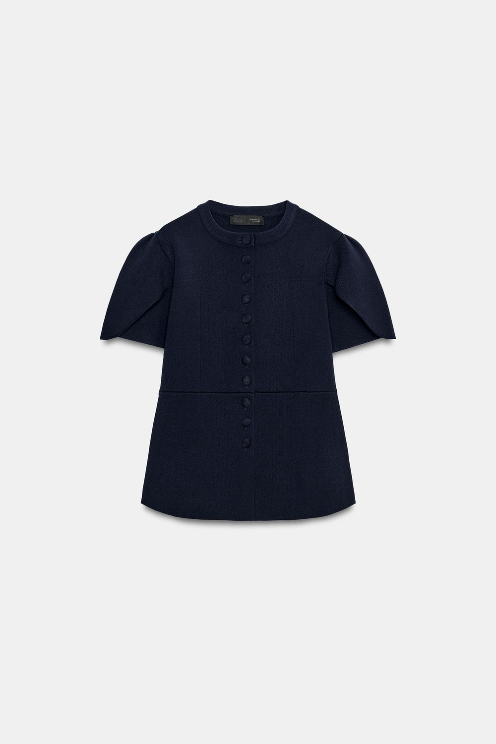 ZARA КАРДИГАН С ОБЪЕМНЫМИ РУКАВАМИ И РАЗРЕЗАМИ, МОРСКОЙ СИНИЙ