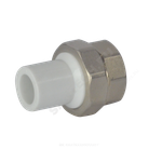 Муфта трубная PP-R комбинированная разъемная белая Дн 20х3/4" Ру25 наруж пайка/ВР VALFEX 10157120