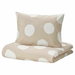 Комплект постельного белья IKEA KLYNNETAG (КЛИННЕТАГ), Односпальный, Бежевый с рисунком, 150x200, 50x80 см