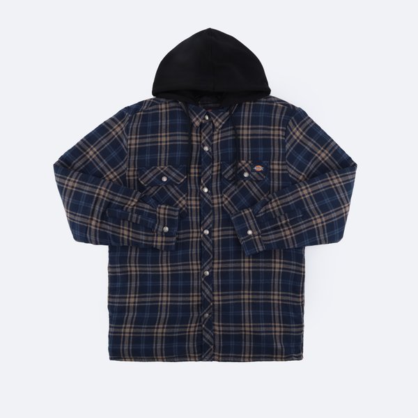 Куртка Dickies Flannel Hooded Shirt Jacket (dark navy/mushroom plaid) артикул: - купить в магазине Дайс