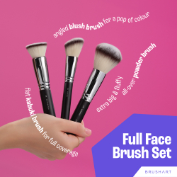 BrushArt Professional Full Face brush set with makeup pouch - Набор кистей для макияжа Black Black, 1 szt.