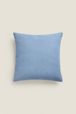 ZARA HOME ОДНОТОННЫЙ ХЛОПКОВЫЙ ЧЕХОЛ ДЛЯ ДЕКОРАТИВНОЙ ПОДУШКИ, ГОЛУБОЙ