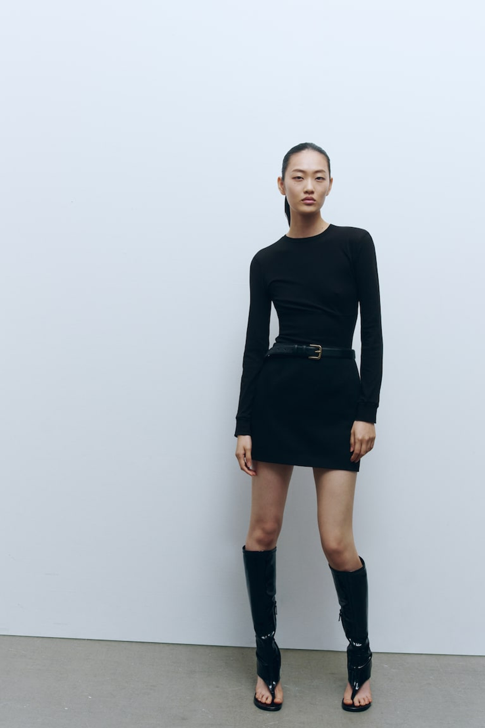 H&M X WARDROBE.NYC Укороченный топ с длинными рукавами, черный