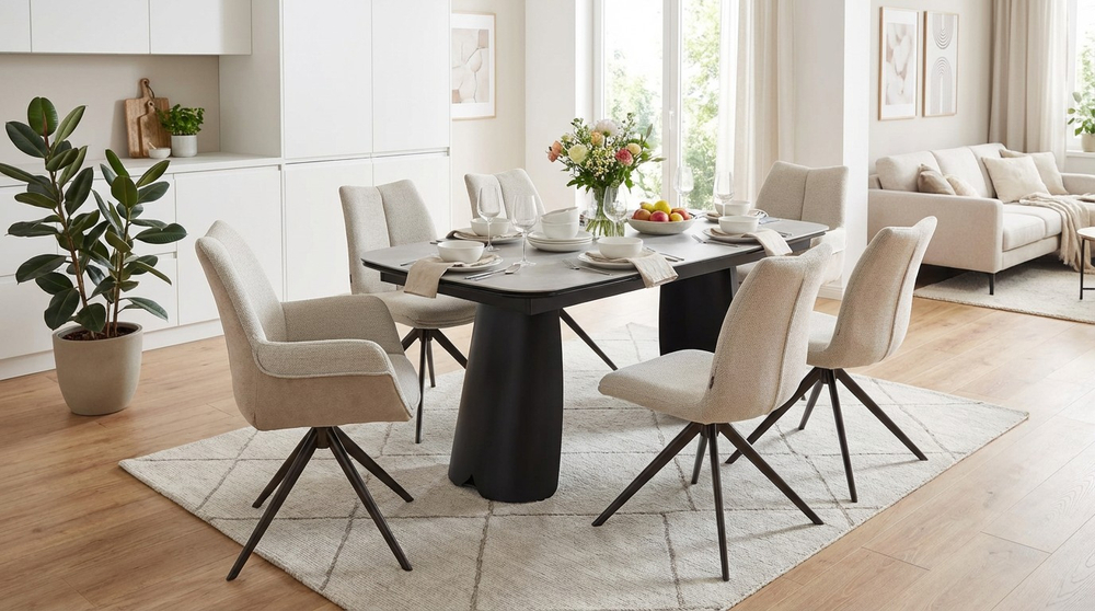 Стол KENT 200 TL-109, испанская керамика / Темно-серый каркас, ®DISAUR
