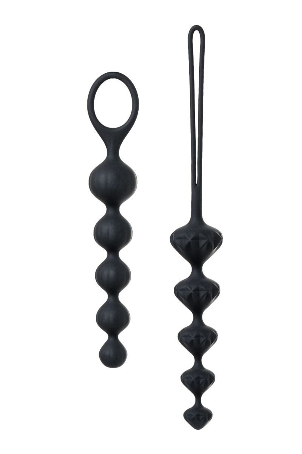 Набор из 2 чёрных анальных цепочек Satisfyer Love Beads (Цвет: черный)