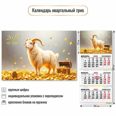 Календарь трио 2027 "Символ года" 10010 (Квадра)