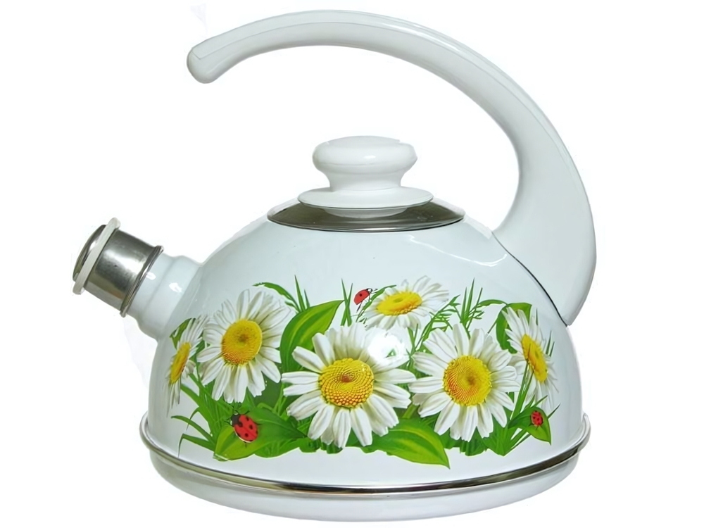 Чайник 2,5л со свистком, консольная ручка, белый "Марианна"