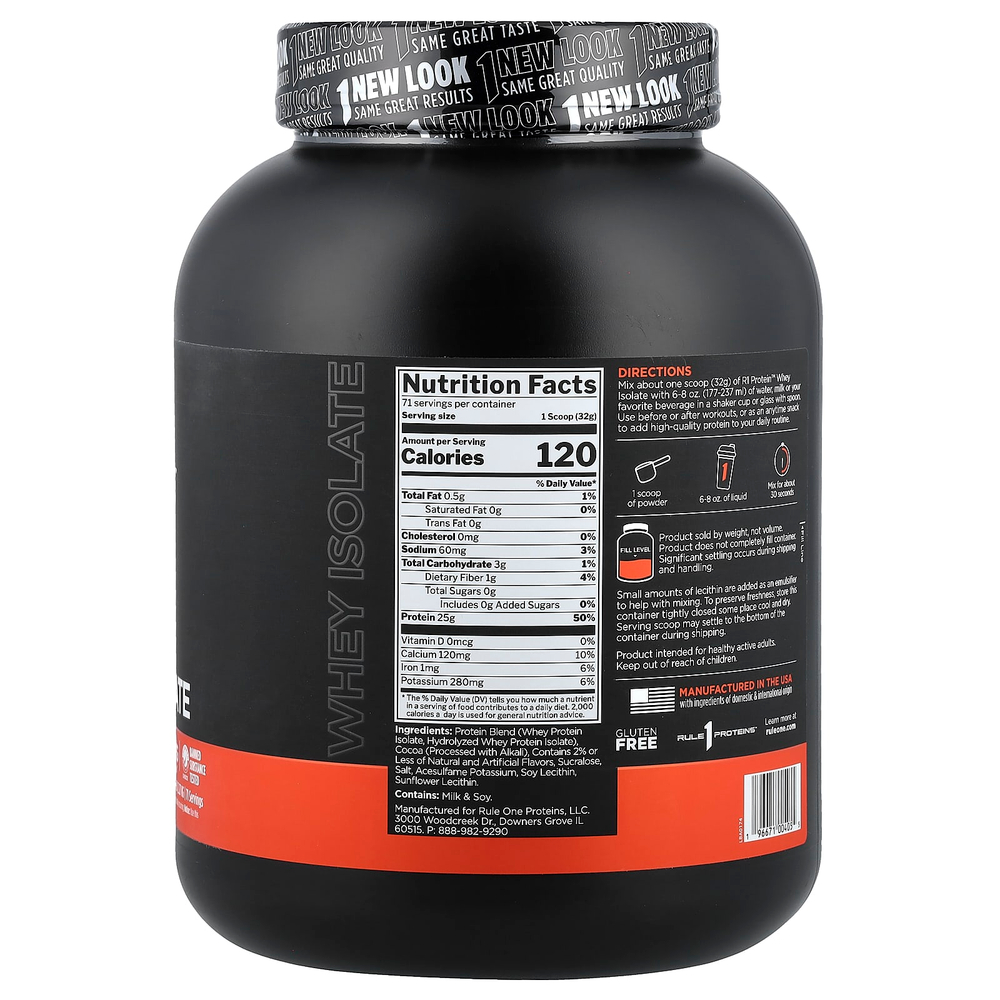 Rule One Proteins, R1 Protein™, сывороточный изолят, со вкусом шоколадной помадки, 2,27 кг (5,01 фунта)