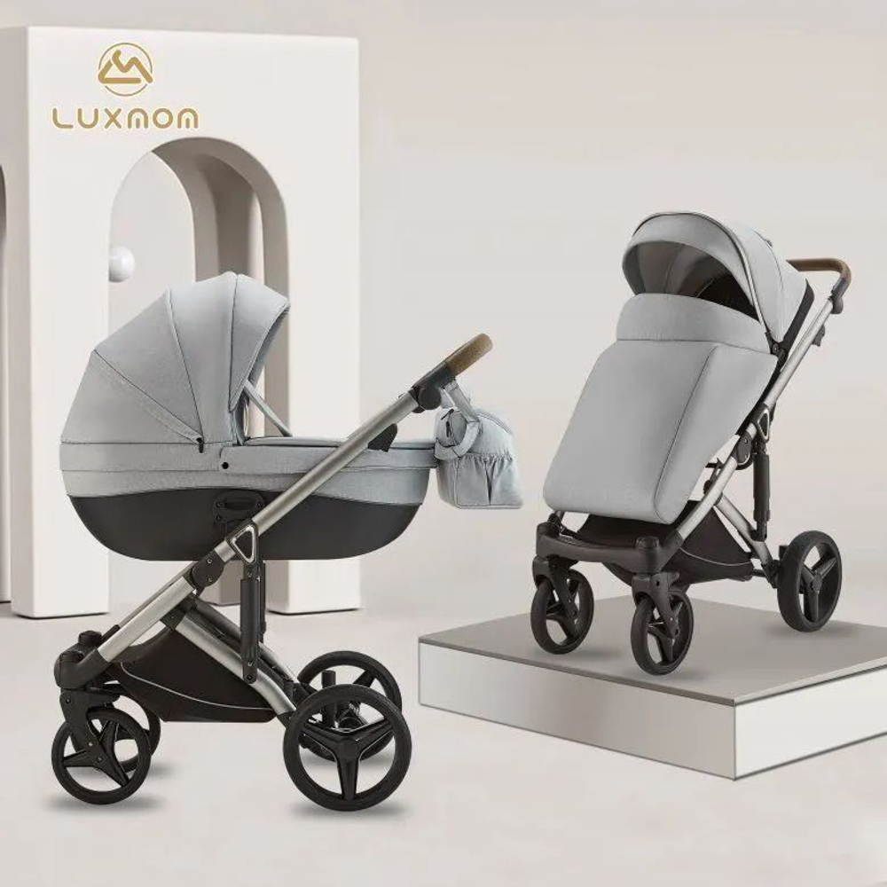 Коляска 3в1 модульная Luxmom F5 автолюлька / светло-серый
