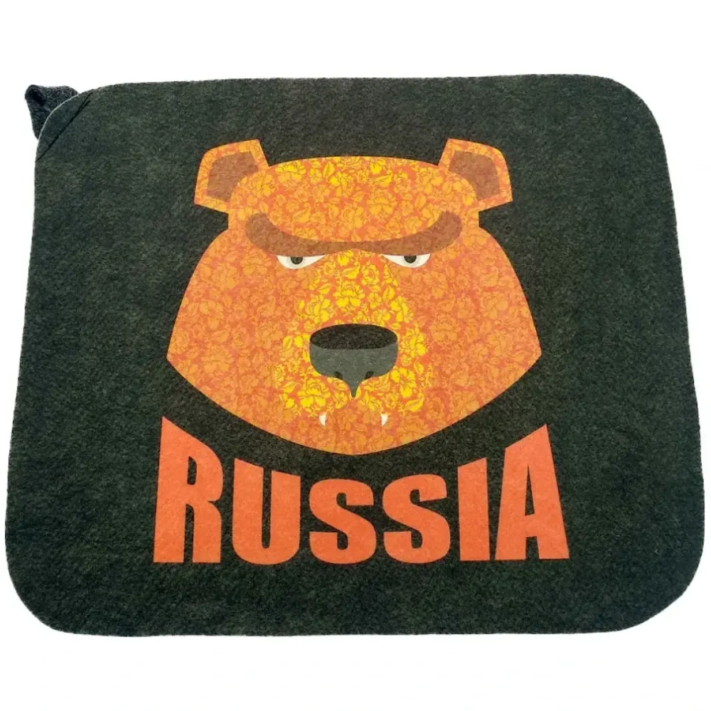 Коврик для бани (40*50) печать «RUSSIA Медведь» ТМ «Бацькина баня»