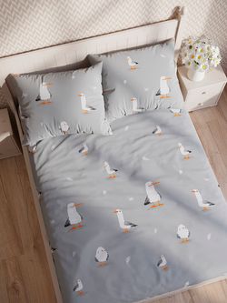 Постельное белье сатин Milky Garden "Seagull" 1,5-сп Наволочка 50х70 см 1 шт Простынь на резинке 90x200 см Пододеяльник 145x215 см