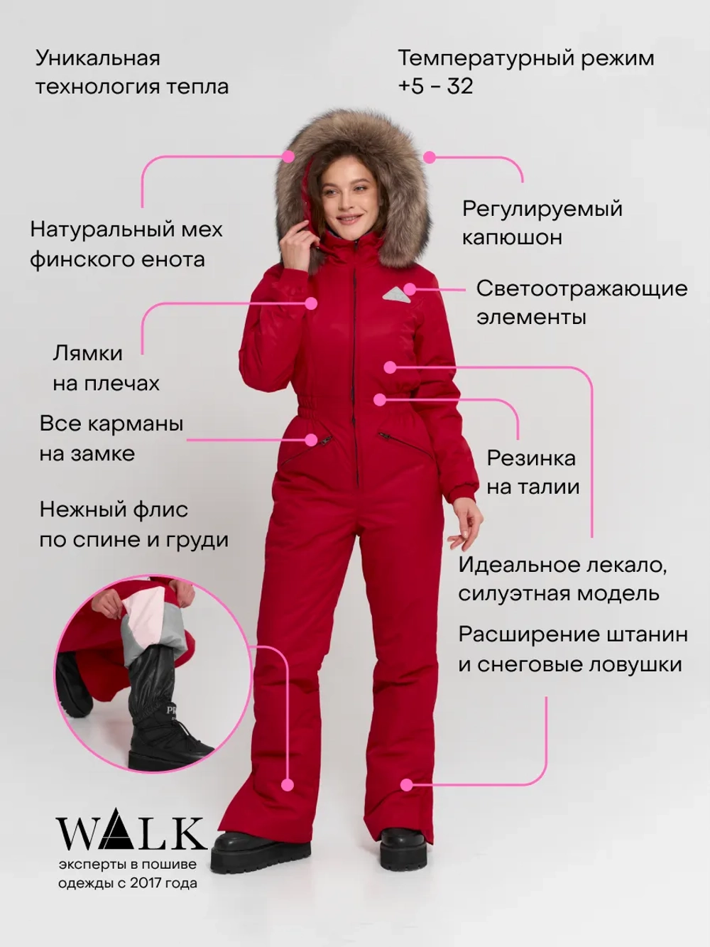 Стрела 2 Красный Комбинезон женский зимний