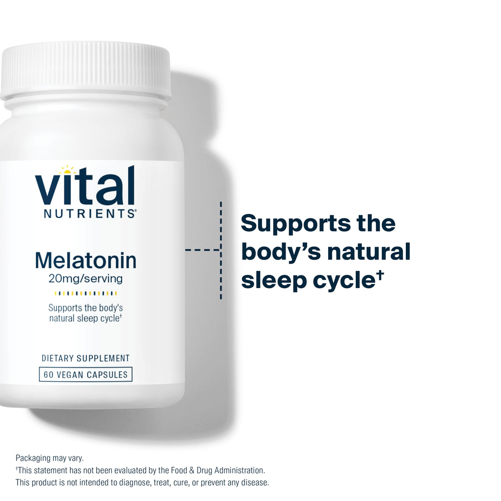 Vital Nutrients, Мелатонин, 20 мг, 60 веганских капсул