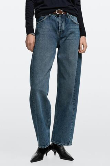 Massimo Dutti Джинсы-баллоны со средней посадкой, средне-синий