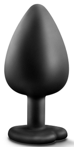 Черная анальная пробка с прозрачным стразом-сердечком Bling Plug Large - 9,5 см. (Цвет: прозрачный)