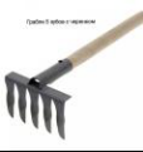 Грабли 5 зубов с черенком