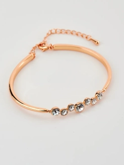 Жесткий браслет Эльза с белыми камнями Swarovski