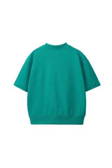 ZARA ТОЛСТОВКА С КОРОТКИМИ РУКАВАМИ И РЕЛЬЕФНОЙ НАДПИСЬЮ, ЗЕЛЕНЫЙ