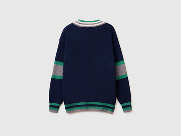 Benetton Шерстяной свитер с V-образным вырезом Stranger Things, темно-синий
