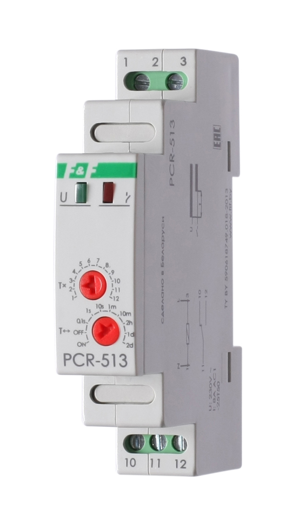 Реле времени PCR-513 8А 230В 1 перекл. IP20 задержка включ.