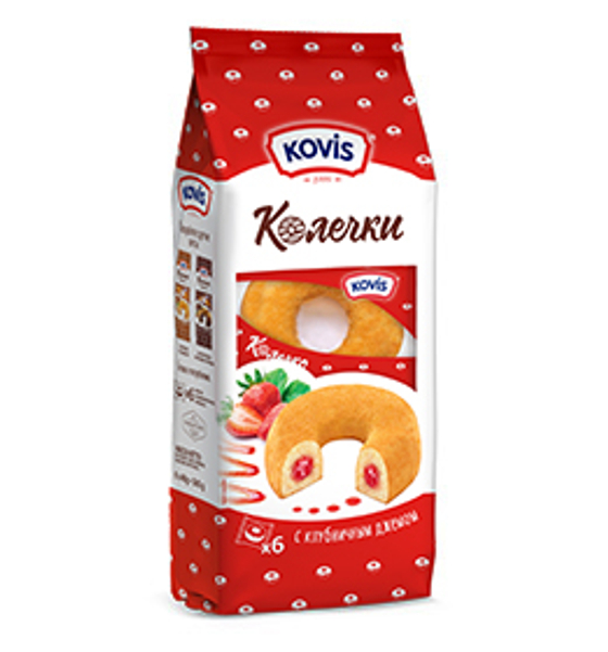 Колечки Kovis с клубничным джемом 240г (6шт)