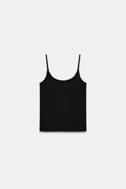 ZARA МАЙКА ИЗ ПОЛИАМИДА НА ТОНКИХ БРЕТЕЛЯХ, ЧЕРНЫЙ