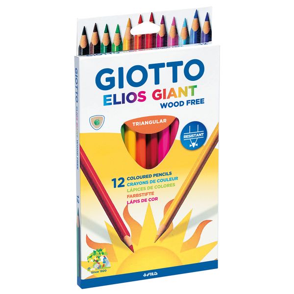 Карандаш цветной полимерные утолщенные заточенный 12 цв, Giotto F221500