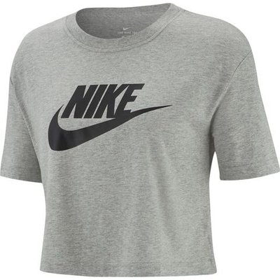 Женская теннисная футболка Nike Sportswear Essential Crop Icon W - dark grey heather/black