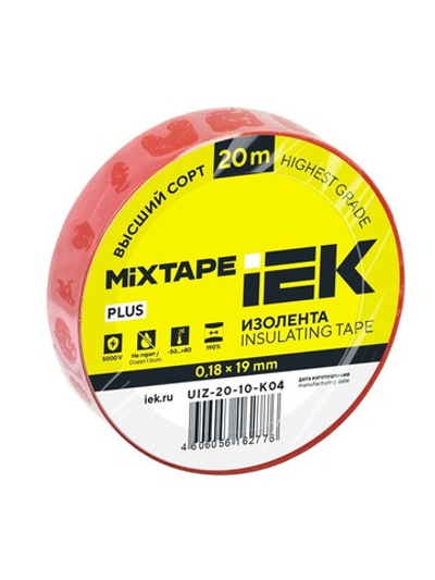 Изолента ПВХ 0.18х19мм красн. (рул.20м) IEK UIZ-20-10-K04