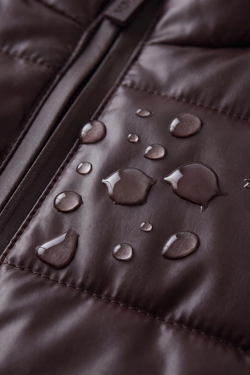 ZARA СТЕГАНАЯ БЛЕСТЯЩАЯ КУРТКА WATER REPELLENT, КОРИЧНЕВЫЙ
