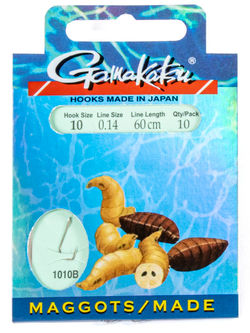 Крючки с поводком Gamakatsu BOOKLET MAGGOTS 1010B разм. 10-0.14мм 60см 10шт.