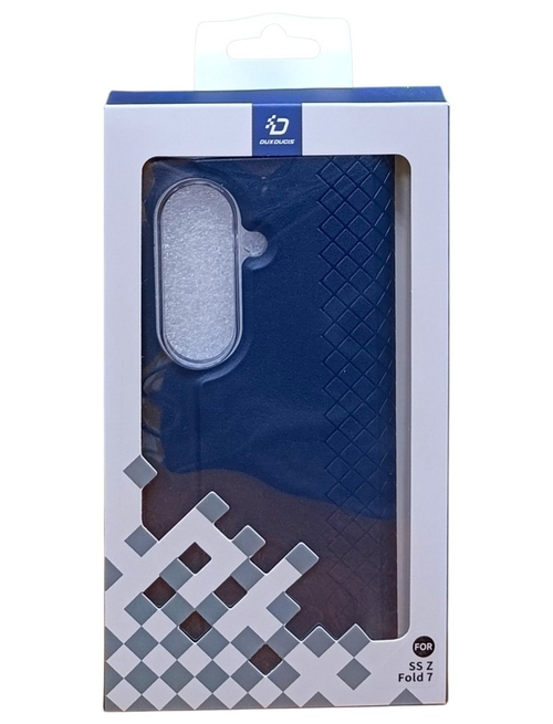 Чехол-книжка DuxDucis Samsung Z Fold 7 кожаная боковая синяя