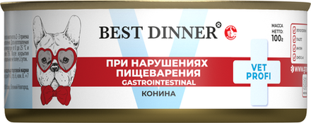Консервы Бест Диннер Эксклюзив Vet Profi Gastro Intestinal Гастроинтестинал диета для собак при нарушениях ЖКТ конина 100 г