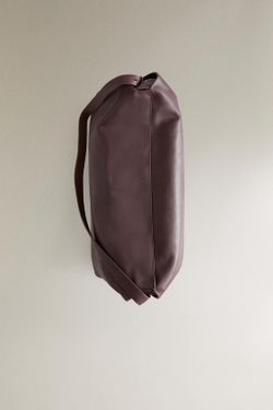 ZARA HOME КОЖАНАЯ СУМКА-ШОППЕР, БУРГУНДИ