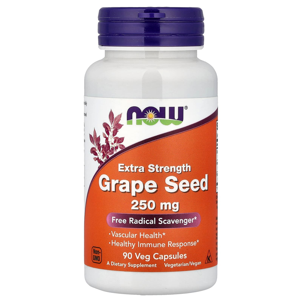 NOW Foods, виноградные косточки, 90 растительных капсул