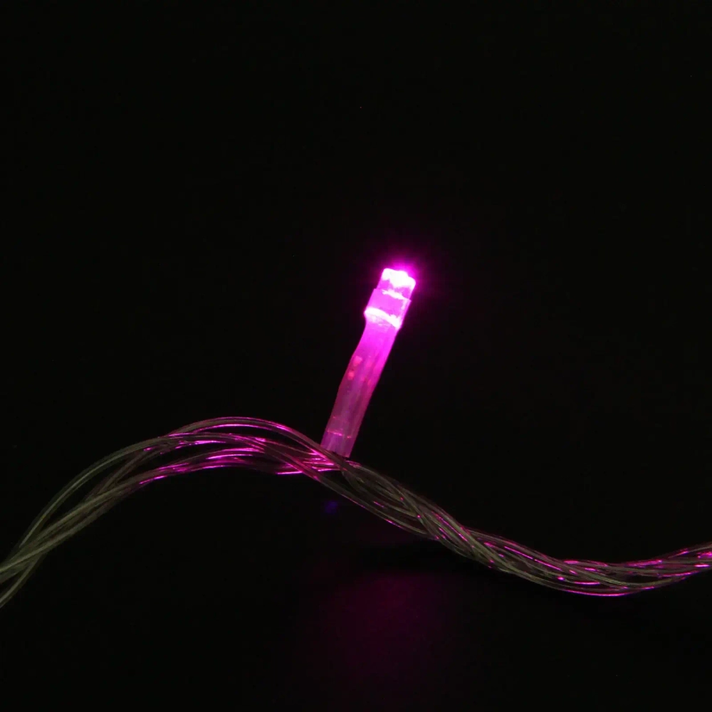 Гирлянда для дома 24м 280 ламп LED прозрач.пров.,8 реж, IP-20, Розовый (возможность соединения)