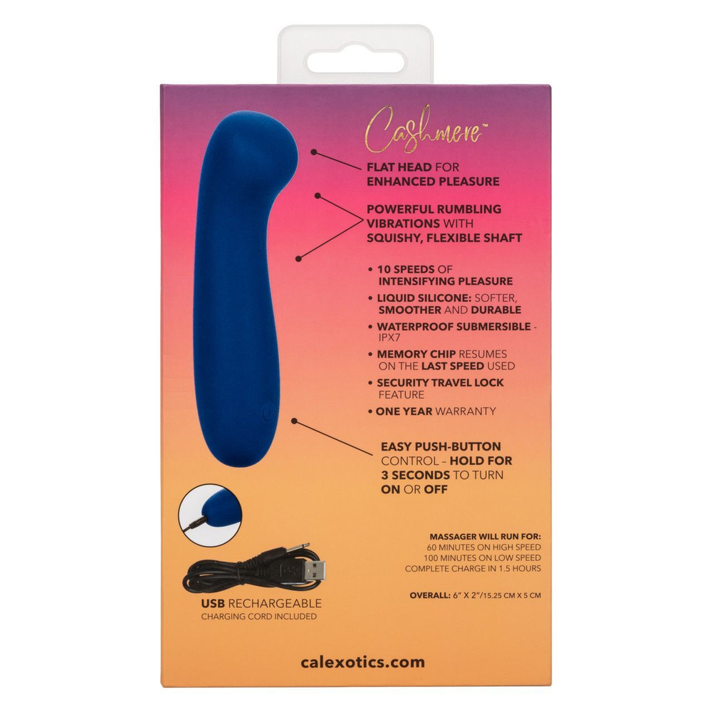 Синий вибромассажер Cashmere Satin G - 15,25 см. (Цвет: синий)