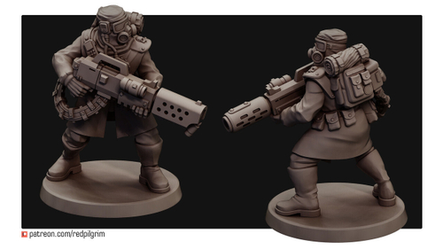Astra Militarum Tallarn Desert Raiders Талларнский Гвардеец с огнемётом/мельтой 1шт. миниатюра для AOS,Waha, Настольная игра, НРИ, Варгейм, РПГ