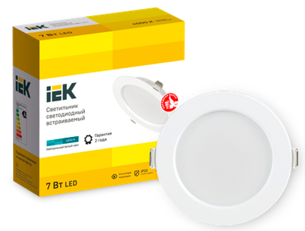 Светильник светодиодный ДВО 1611 белый круг 7Вт 4000К IP20 IEK