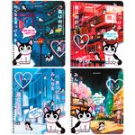 Тетрадь А5 80 л. BRAUBERG, гребень, клетка, обложка картон, "Anime Cats", 404415, 4шт