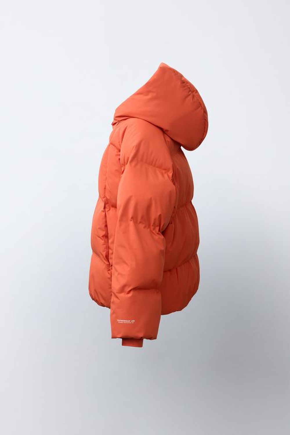 ZARA СТЕГАНАЯ КУРТКА С КАПЮШОНОМ WATER REPELLENT, ОРАНЖЕВЫЙ