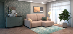 Уолтер диван УП с оттоманкой (1000 секция + оттоманка) Angora beige, ВариантКроя1, <Р> /