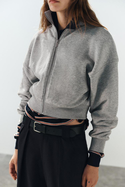 ZARA ТОЛСТОВКА С МОЛНИЕЙ, СЕРЫЙ МЕЛАНЖ