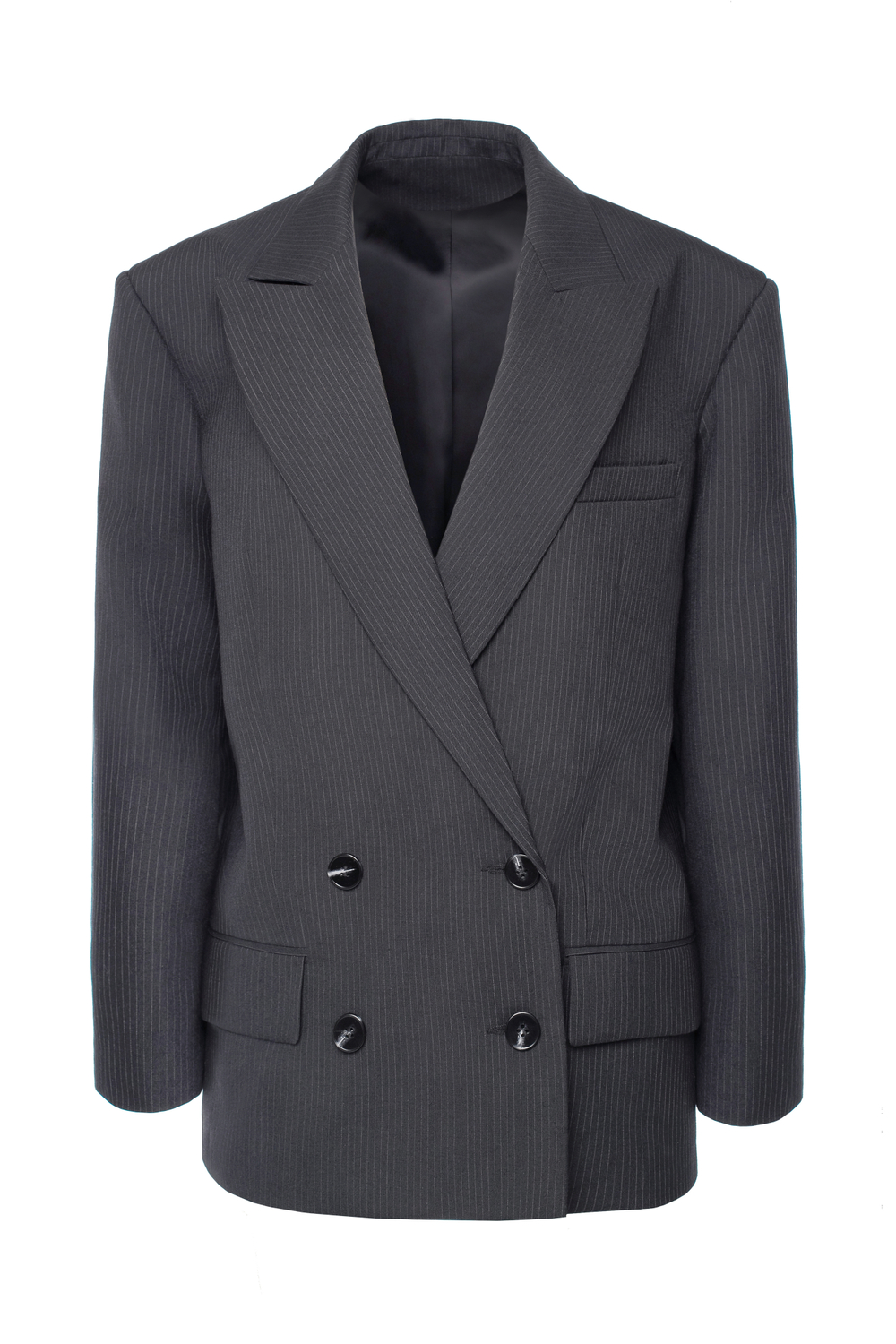 “Striped wool jacket” Двубортный жакет из шерсти.