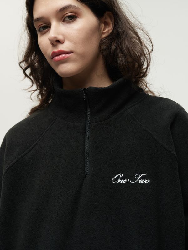Толстовка Drawstring Half-Zipped черная - фото 11